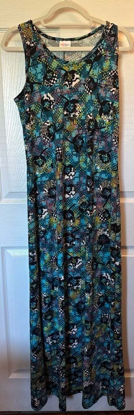 LuLaRoe Dani Sleeveless Maxi Dress Size L Geometric Floral Print